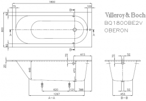 Ванна VILLEROY&BOCH Oberon BQ180OBE2V-01 (180x80)