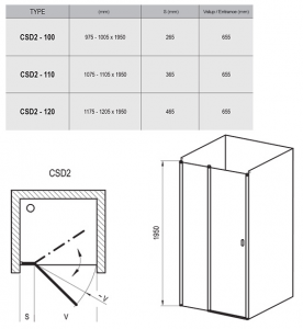 Душевая дверь RAVAK CSD2 - 120 (Satin - Transparent)