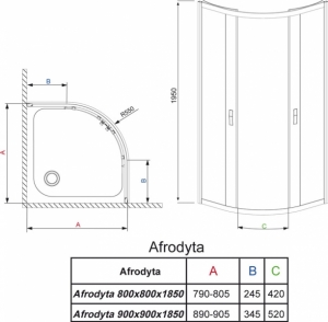 Душевая кабина Design Afrodyta 30102-01-05 - 90x90 (Хром - Графит)