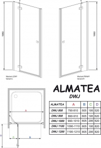 Душевая дверь RADAWAY Almatea Gold DWJ - 80 L/R