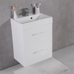 Мебель для ванной комнаты Шкафчик с умывальником FANCY MARBLE Crete ШН-22М + Um-550 (Белый)