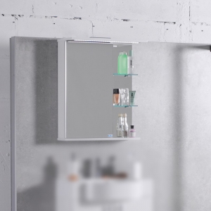 Мебель для ванной комнаты Шкафчик с зеркалом  FANCY MARBLE ШЗ-8 (Белый)