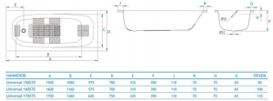 Ванна стальная KOLLER POOL Universal B75HAI00E 170х75 (anti-slip)