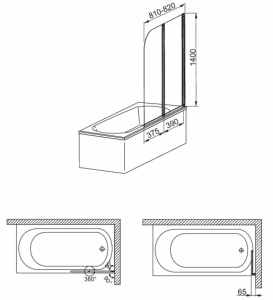 Шторка для ванны AQUAFORM Modern 2 170-06965 (81х140)