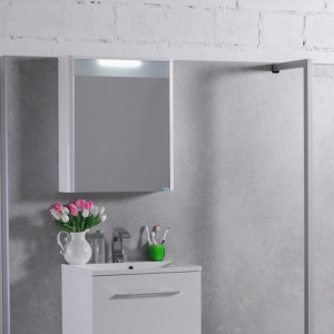 Мебель для ванной комнаты Шкафчик с зеркалом  FANCY MARBLE MC-Santorini 600 (Белый)