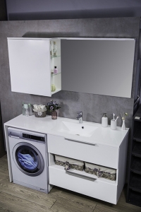 Мебель для ванной комнаты Шкафчик с умывальником FANCY MARBLE Vivara + Lauretta 1500 L/R (Белый)