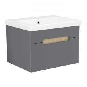 Мебель для ванной комнаты Шкафчик с умывальником VOLLE Puerta 60 - 1 ящик (Серый)