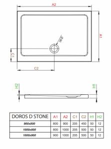 Душевой поддон RADAWAY Doros D Stone Anthracite 100x80