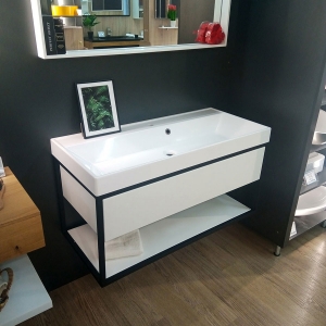 Мебель для ванной комнаты Шкафчик с умывальником FANCY MARBLE Mar 1000 + Signe (Белый)