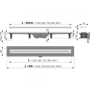 Сливной линейный трап ALCA PLAST APZ18 550 (с порогами из нержавеющей стали)