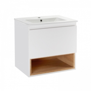 Мебель для ванной комнаты Шкафчик с умывальником Q-TAP Robin White/Whitish oak 60 QT1372TPВ6001WWO