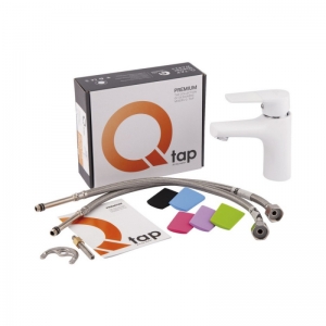 Cмеситель для раковины Q-TAP Polaris WHI 001 + набор цветных резиновых насадок