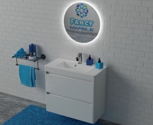 Мебель для ванной комнаты Шкафчик с умывальником FANCY MARBLE Fiji 80-2 + Annabelle (Белый)