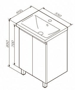 Шкафчик с умывальником AM.PM X-Joy 55 (белый) - 2 дверцы, напольная