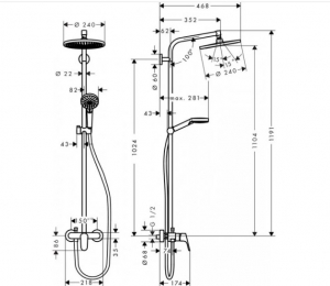 Душевая система HANSGROHE Crometta S 240 1jet Showerpipe 27269000