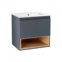 Мебель для ванной комнаты Шкафчик с умывальником Q-TAP Robin Graphite/Whitish oak 70 QT1372TPВ7002GWO